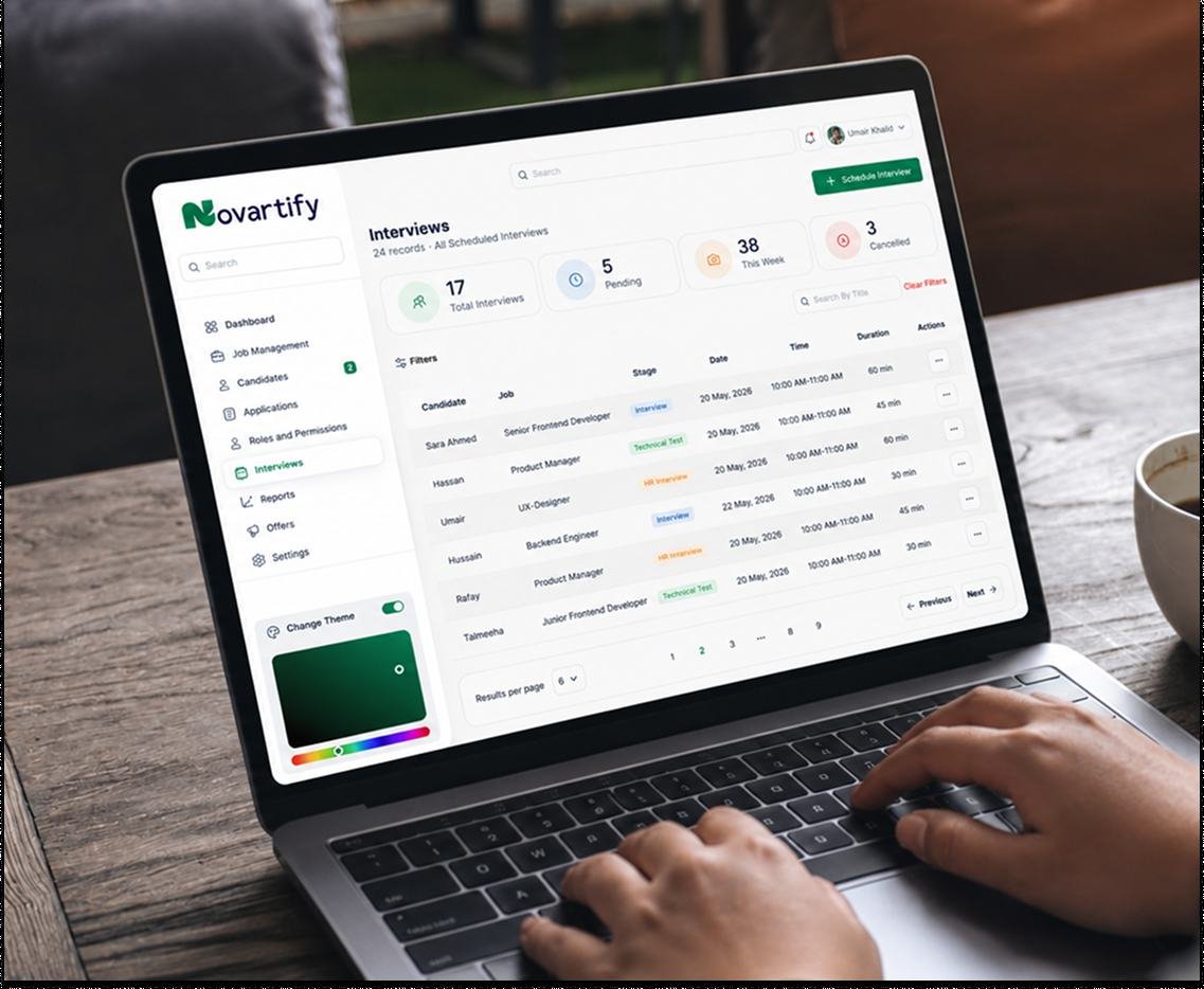 Interview scheduling in Novartify